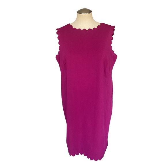 Dresses & Skirts - Chico’s Magenta Scalloped Sheath Dress Pearl Buttons Womens 2